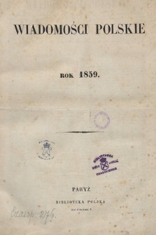 Wiadomości Polskie. R. 6, 1859, spis treści 