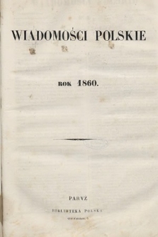 Wiadomości Polskie. R. 7, 1860, spis treści