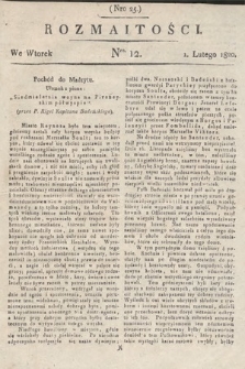 Rozmaitości : oddział literacki Gazety Lwowskiej. 1820, nr 12
