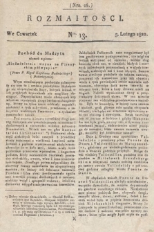 Rozmaitości : oddział literacki Gazety Lwowskiej. 1820, nr 13