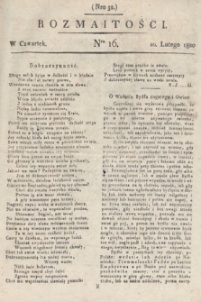 Rozmaitości : oddział literacki Gazety Lwowskiej. 1820, nr 16