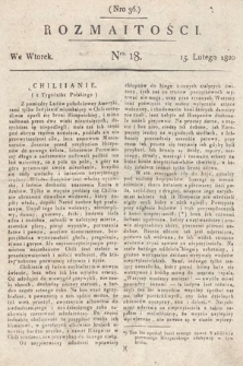 Rozmaitości : oddział literacki Gazety Lwowskiej. 1820, nr 18