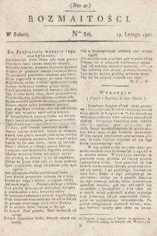Rozmaitości : oddział literacki Gazety Lwowskiej. 1820, nr 20
