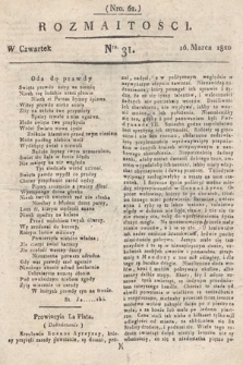 Rozmaitości : oddział literacki Gazety Lwowskiej. 1820, nr 31