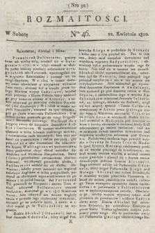 Rozmaitości : oddział literacki Gazety Lwowskiej. 1820, nr 46
