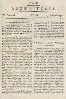 Rozmaitości : oddział literacki Gazety Lwowskiej. 1820, nr 48