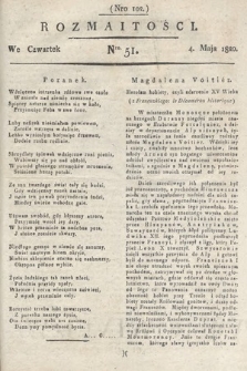 Rozmaitości : oddział literacki Gazety Lwowskiej. 1820, nr 51