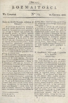 Rozmaitości : oddział literacki Gazety Lwowskiej. 1820, nr 70