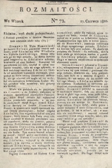 Rozmaitości : oddział literacki Gazety Lwowskiej. 1820, nr 72