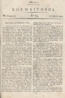 Rozmaitości : oddział literacki Gazety Lwowskiej. 1820, nr 84