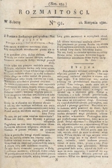 Rozmaitości : oddział literacki Gazety Lwowskiej. 1820, nr 91