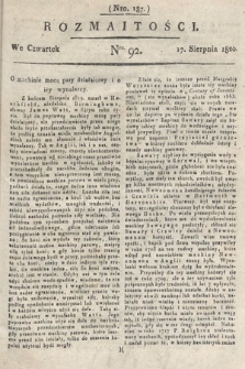 Rozmaitości : oddział literacki Gazety Lwowskiej. 1820, nr 92