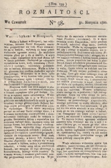 Rozmaitości : oddział literacki Gazety Lwowskiej. 1820, nr 98