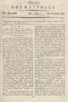 Rozmaitości : oddział literacki Gazety Lwowskiej. 1820, nr 110