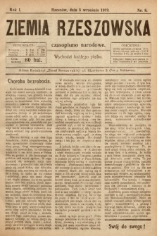 Ziemia Rzeszowska : czasopismo narodowe. 1919, nr 8