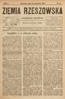 Ziemia Rzeszowska : czasopismo narodowe. 1919, nr 9