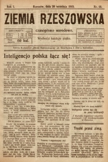 Ziemia Rzeszowska : czasopismo narodowe. 1919, nr 11