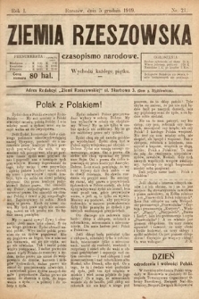 Ziemia Rzeszowska : czasopismo narodowe. 1919, nr 21
