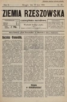 Ziemia Rzeszowska : czasopismo narodowe. 1920, nr 29