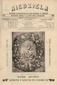 Niedziela : tygodnik ilustrowany dla ludu polskiego w Ameryce. 1892, nr 20