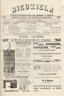 Niedziela : tygodnik ilustrowany dla ludu polskiego w Ameryce. 1892, nr 63
