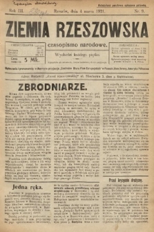 Ziemia Rzeszowska : czasopismo narodowe. 1921, nr 9