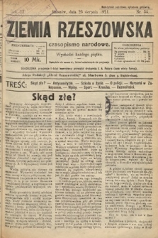 Ziemia Rzeszowska : czasopismo narodowe. 1921, nr 34
