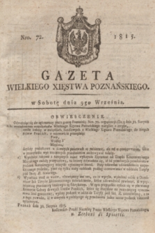 Gazeta Wielkiego Xięstwa Poznańskiego. 1815, Nro. 72 (9 września) + dod.