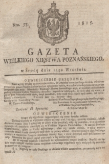 Gazeta Wielkiego Xięstwa Poznańskiego. 1815, Nro. 73 (13 września) + dod.