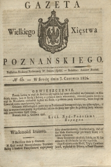 Gazeta Wielkiego Xięstwa Poznańskiego. 1826, № 45 (7 czerwca) + dod.
