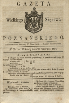 Gazeta Wielkiego Xięstwa Poznańskiego. 1826, № 51 (28 czerwca) + dod.