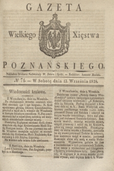 Gazeta Wielkiego Xięstwa Poznańskiego. 1828, № 74 (13 września) + dod.