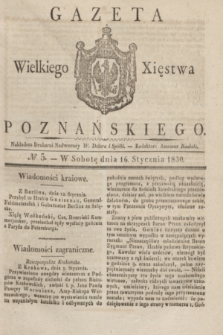 Gazeta Wielkiego Xięstwa Poznańskiego. 1830, № 5 (16 stycznia) + dod.