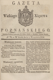 Gazeta Wielkiego Xięstwa Poznańskiego. 1830, № 70 (1 września) + dod.