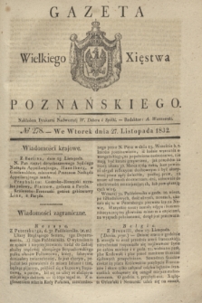 Gazeta Wielkiego Xięstwa Poznańskiego. 1832, № 278 (27 listopada)