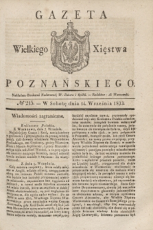 Gazeta Wielkiego Xięstwa Poznańskiego. 1833, № 215 (14 września)