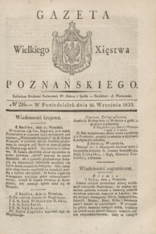 Gazeta Wielkiego Xięstwa Poznańskiego. 1833, № 216 (16 września)