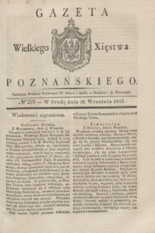 Gazeta Wielkiego Xięstwa Poznańskiego. 1833, № 218 (18 września)