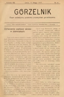 Gorzelnik : organ poświęcony polskiemu przemysłowi gorzelniczemu. R. 20, 1907, nr 4