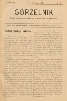 Gorzelnik : organ poświęcony polskiemu przemysłowi gorzelniczemu. R. 20, 1907, nr 5
