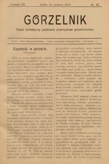 Gorzelnik : organ poświęcony polskiemu przemysłowi gorzelniczemu. R. 20, 1907, nr 12