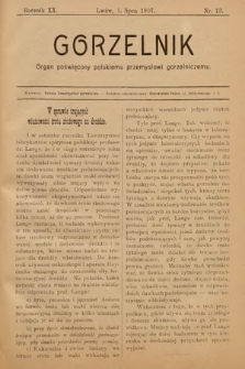 Gorzelnik : organ poświęcony polskiemu przemysłowi gorzelniczemu. R. 20, 1907, nr 13