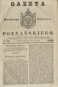 Gazeta Wielkiego Xięstwa Poznańskiego. 1839, № 12 (15 stycznia)