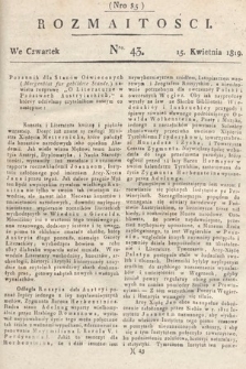 Rozmaitości : oddział literacki Gazety Lwowskiej. 1819, nr 43