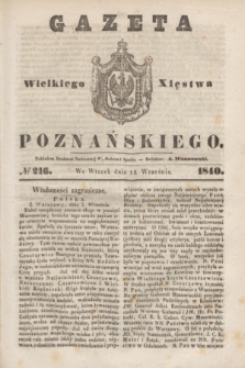 Gazeta Wielkiego Xięstwa Poznańskiego. 1840, № 216 (15 września)