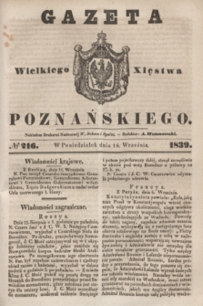 Gazeta Wielkiego Xięstwa Poznańskiego. 1839, № 216 (16 września)