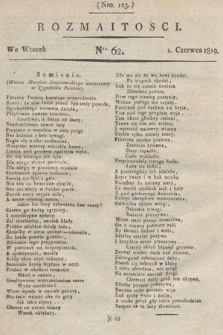 Rozmaitości : oddział literacki Gazety Lwowskiej. 1819, nr 62