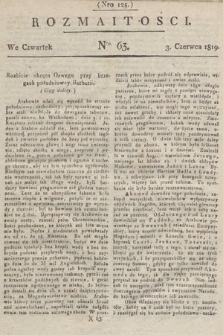 Rozmaitości : oddział literacki Gazety Lwowskiej. 1819, nr 63