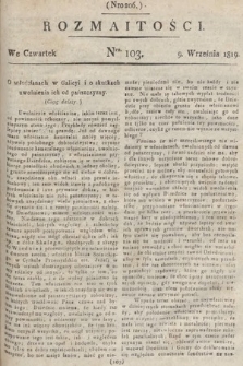 Rozmaitości : oddział literacki Gazety Lwowskiej. 1819, nr 103
