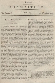 Rozmaitości : oddział literacki Gazety Lwowskiej. 1819, nr 109